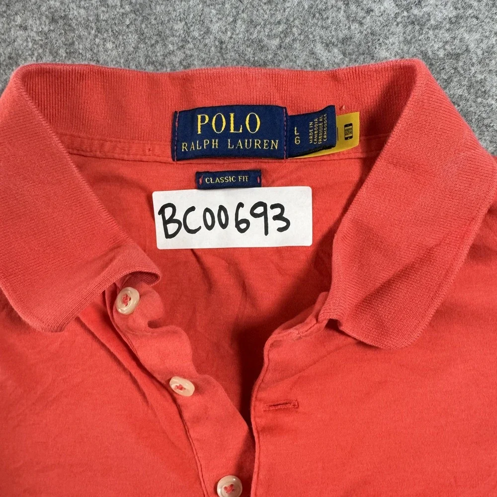 Polo Ralph Lauren Classic Fit Polo Shirt Large Coral Orange Cotton Mesh